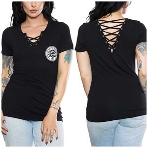 Harley-Davidson Embellished 1903 Patch Lace-up Short Sleeve Tee